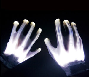 LED Gloves Neon Guantes Glowing Halloween Party Light Props Luminous Flashing Skull Gloves Stage Costume Christmas Supplies