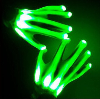LED Gloves Neon Guantes Glowing Halloween Party Light Props Luminous Flashing Skull Gloves Stage Costume Christmas Supplies