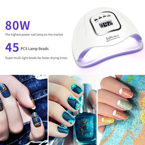 LED Nail Lamp for Manicure 80/54W Nail Dryer Machine UV Lamp For Curing UV Gel Nail Polish With Motion sensing LCD Display