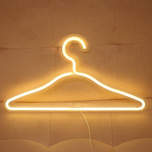Load image into Gallery viewer, LED Neon Light Sign Clothes Stand USB Powered Hanger Night Lamp for Bedroom Home Wedding Clothing Store Art Wall Decor Xmas Gift