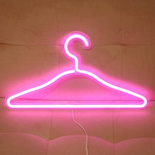 Load image into Gallery viewer, LED Neon Light Sign Clothes Stand USB Powered Hanger Night Lamp for Bedroom Home Wedding Clothing Store Art Wall Decor Xmas Gift