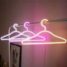 Load image into Gallery viewer, LED Neon Light Sign Clothes Stand USB Powered Hanger Night Lamp for Bedroom Home Wedding Clothing Store Art Wall Decor Xmas Gift