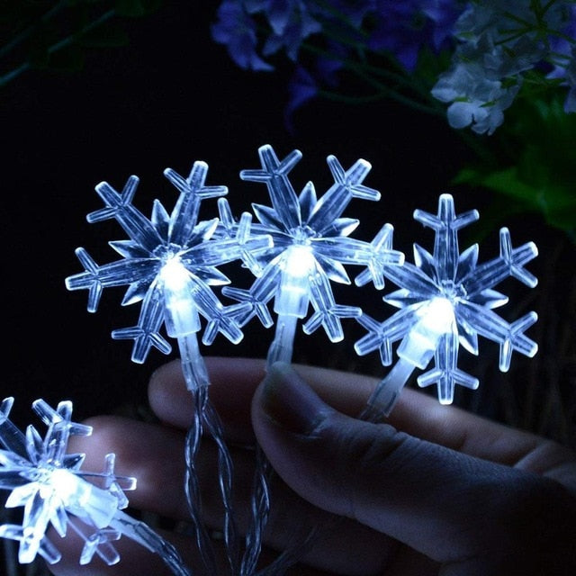 LED Snowflake String Lights Snow Fairy Garland Decoration for Christmas tree New Year Room Valentine's day Battery Plug Operated