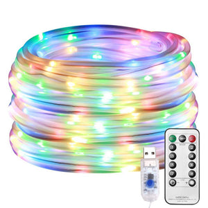 LED Tube Strip lights 8 Play Modes Remote Control USB Garland Outdoor Indoor DIY Decoration Christmas Wedding Garden Tree Lights