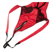 Load image into Gallery viewer, Lace Bow Backless Nightwear Teddy Lenceria Sexi Para Mujer Black Red Women Open Cupless Bra Crotchless Bodysuit Lingerie Sling