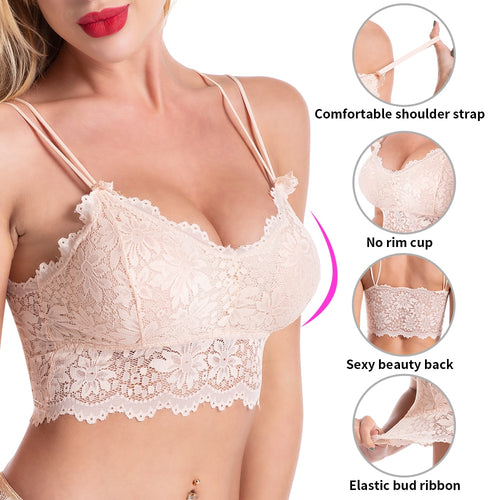 Lace Bra Bralette Women Bra Push up Sexy Lingerie Strapless Plus Size Wrapped Chest Wireless Underwear Top Femme Sujetador Mujer