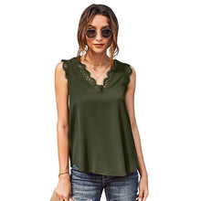 Load image into Gallery viewer, Lace Chiffon Tank Top Women Summer Sleeveless Blouse Casual Loose V-neck Sexy Plus Size Soild Color Camis Vest Base Wild T-Shirt