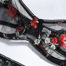 Load image into Gallery viewer, Lace Floral Sexy Underwear Embroidery Set Woman 2 Pieces Erotic Underwire Bras For Women Lingerie Sexy Ribbon Bra And Panty Set