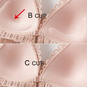 Lace Front Closure Bras Wireless Women Sexy Lingerie Push Up Seamless Adjustable Plus Size Backless Bralette Underwear Brassiere