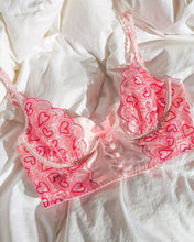 Load image into Gallery viewer, Lace Love Embroidery Sensual Lingerie Underwire Push up Bra Graters Pachwork Pink Erotic Underwear Briefs Exotic Sets