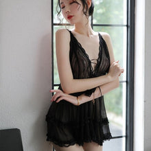 Load image into Gallery viewer, Lace Nightdress Sleepshirts Women Sexy Hot Erotic Nightgowns Dress Satin See Through Backless Elegant Gown Nighty Sleepwear