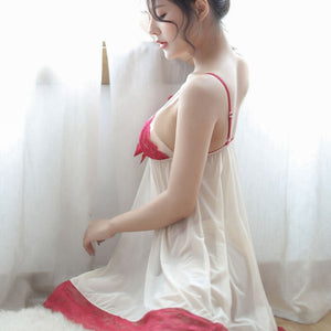 Lace Nightgowns Gown Nighty Women Sleepwear Sexy Hot Erotic Night Dress Lingerie Elegant Sleepshirts Homewear See Through White
