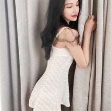 Load image into Gallery viewer, Lace One Piece Swimsuit Women Solid Swimwear Skirted Monokini Wrap Swim Suit Korea Bathing Suit Push Up Pad Ruffle Beachwear