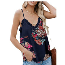 Load image into Gallery viewer, Lace Print Tank Tops for Women Suspenders V-neck Sexy Camis Fashion Sleeveless Casual Chiffon Tanks Femals Street Style