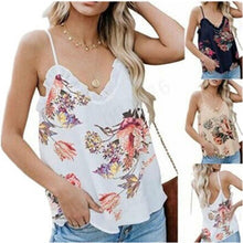 Load image into Gallery viewer, Lace Print Tank Tops for Women Suspenders V-neck Sexy Camis Fashion Sleeveless Casual Chiffon Tanks Femals Street Style