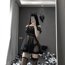 Load image into Gallery viewer, Lace Sexy Lingerie Black White Transparent Lovely Babydoll Cute Princess Nightdress Sleepwear Lolita Kawaii Chiffon Dress