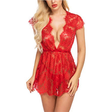 Load image into Gallery viewer, Lace Sleepshirts Sexy Hot Erotic Nightgowns Gown Nighty Women Sleepwear Night Dress Lingerie Elegant See Through Homewear Red