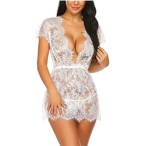 Lace Sleepshirts Sexy Hot Erotic Nightgowns Gown Nighty Women Sleepwear Night Dress Lingerie Elegant See Through Homewear Red