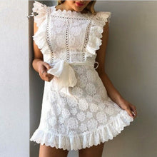 Load image into Gallery viewer, Lace White Dress Woman Night Club Summer Women&#39;s Dress 2021 Sleeveless Square Collar Lace-up Vintage Casual Women&#39;s Dresses