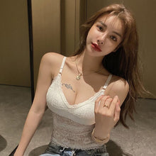 Load image into Gallery viewer, Lace sexy V-neck camisole women's strapless sleeveless slim fit inner vest nightclub party vest summer black white