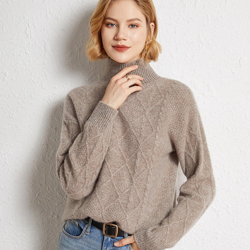 Ladies Autumn And Winter New Cashmere Sweater Knit Sweater Half High Neck Loose Style Y2k Hedging Plus Size Sweaters For Women