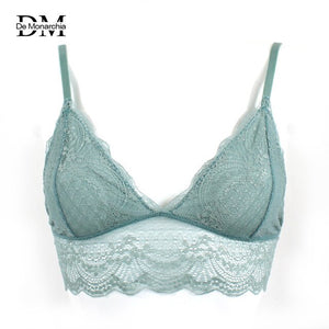 Ladies Bra Lace Bralette Top Sexy Halter Lingerie Underwear Intimate Bra 3/4 Cups Crop Top Unlined Soft Bras Translucent