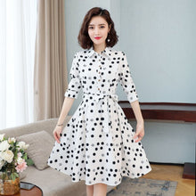 Load image into Gallery viewer, Ladies Elegant A-line Slim Dress For Women Korean Printed Midi Dress Casual Dress Retro Floral Spring Autumn 2021 Office Dress