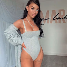 Load image into Gallery viewer, Ladies New Summer Bodysuit Spaghetti Strap Slim Long Sleeve Bodycon 2021 Sexy Women Fashion Solid Backless Knitted Rompers