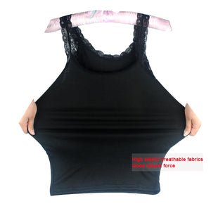 Ladies Slim Vest Top Women Clothes Breathable Knitted Tank Top Classic Undershirt Round Neck Lace Straps Black Shirt