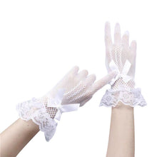 Load image into Gallery viewer, Lady Mesh Fishnet Gloves Sexy Lace Bowknot Wrist Summer Sunscreen Driving Evening Party Women Gloves Black White New