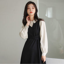 Load image into Gallery viewer, Lady Vestidos de mujer Casual Dresses Korean Shirt Stitching Irregular Lapel Design French Temperament Bandage Dress Plus Size