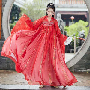 Large Plus Size Female Hanfu Chinese Princess Dress Women Fantasia Kimono Cardigan and Dress Carnival Costume Outfit for Lady