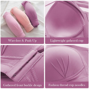 Large Size Bras For Women Push Up Bra Sexy Underwears Brassiere Wireless Bralette Front Buckle Anti-sag Bra Brasieres para mujer