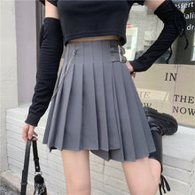 Load image into Gallery viewer, Large Size Gray Pleated Skirt for Plump Girls Autumn Skirt Women&#39;s High Waist Skirt Irregularly Slimming A- line Skirt