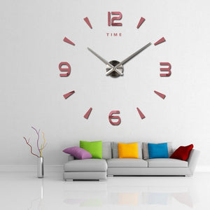 Large Wall Clock Quartz 3D DIY Big Decorative Kitchen Clocks Acrylic Mirror Stickers Oversize Wall Clock Home Letter Home Decor