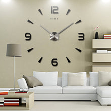 Load image into Gallery viewer, Large Wall Clock Quartz 3D DIY Big Decorative Kitchen Clocks Acrylic Mirror Stickers Oversize Wall Clock Home Letter Home Decor