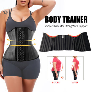 Latex Waist Trainer Corset Slimming Sheath Flat Belly Shapewear Women Body Shaper Modeling Strap Reductive Girdle 25 Steel Bones
