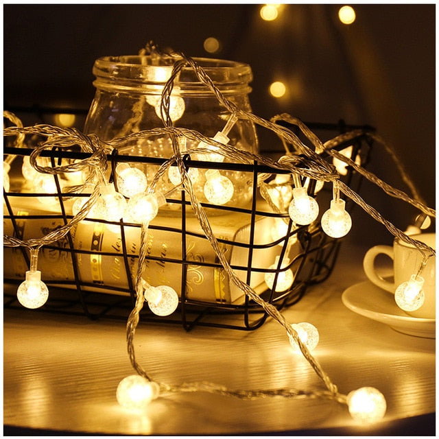 Led Garland String Lights Gypsophila Bubble Ball Lamp Holiday Lighting Battery USB Power Indoor For Christmas Wedding Decoration