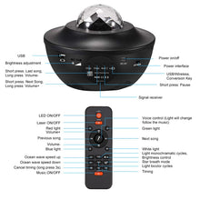 Load image into Gallery viewer, Led Star Galaxy Starry Sky Projector Night Light Built-in Bluetooth-Speaker For Bedroom Decoration Child Kids Birthday Present