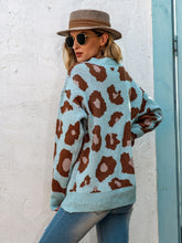 Load image into Gallery viewer, Leopard Print Round Neck Knit Sweater Fall Winter 2021 New Loose Pullover Sweater