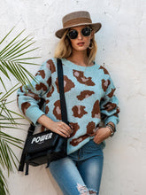 Load image into Gallery viewer, Leopard Print Round Neck Knit Sweater Fall Winter 2021 New Loose Pullover Sweater