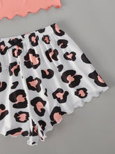 Load image into Gallery viewer, Letter Print Sling Top Leopard Shorts Homewear Set Sleeveless Trim Sexy Pyjamas Lace Pijama Suit Sleepwear Women Sexy Nighties