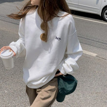 Load image into Gallery viewer, Letter Printing Round Neck Batwing Sleeve Women Hoodie Solid Loose Long Sleeved Sweater 2022 Spring New Street Style Pullover