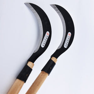 Lightweight Gardening Grass Sickle knife Manganese Steel Sharp Long Handle Hand Sickle Hand Scythe for Weeding Garden Tool