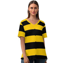 Load image into Gallery viewer, Line T-Shirt Womens Kawaii Street Style T Shirt V Neck Graphic Short Sleeve Tshirt Large