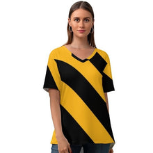 Load image into Gallery viewer, Line T-Shirt Womens Kawaii Street Style T Shirt V Neck Graphic Short Sleeve Tshirt Large