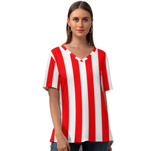 Load image into Gallery viewer, Line T-Shirt Womens Kawaii Street Style T Shirt V Neck Graphic Short Sleeve Tshirt Large