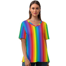 Load image into Gallery viewer, Line T-Shirt Womens Kawaii Street Style T Shirt V Neck Graphic Short Sleeve Tshirt Large