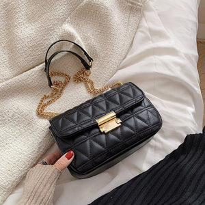 Lingge Small PU Leather Flap Crossbody Bags for Women 2022 Hit Women&#39;s Luxury Branded Trending Chain Shoulder Handbags