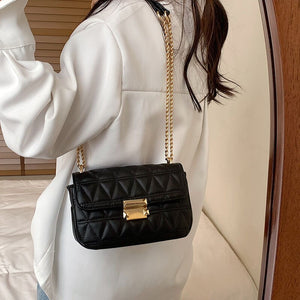 Lingge Small PU Leather Flap Crossbody Bags for Women 2022 Hit Women&#39;s Luxury Branded Trending Chain Shoulder Handbags